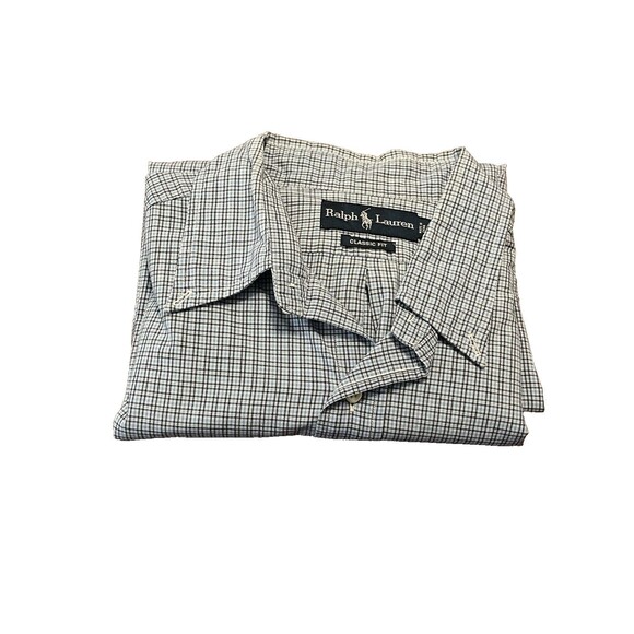 Men's Ralph Lauren Blue Checkered Short Sleeve Polo Shirt Size Large Classic Fit - Picture 7 of 9